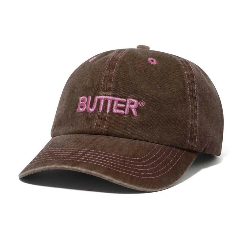 Butter Goods – Rounded Logo 6 Panel Cap Washed Brown