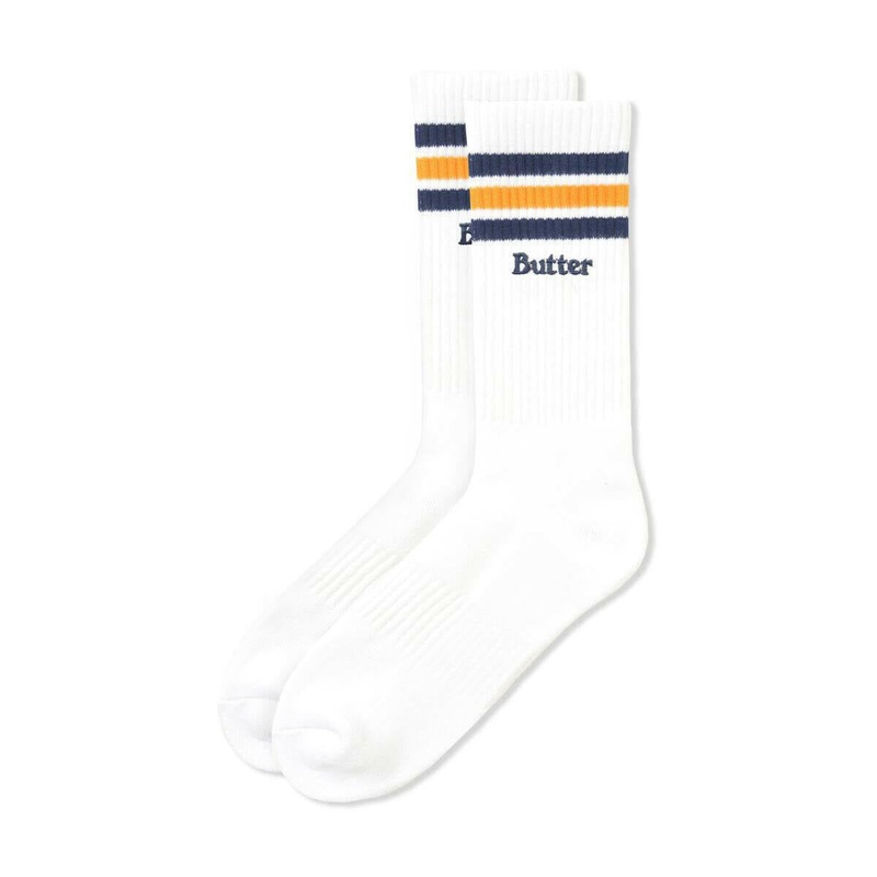 Butter Goods – Stripe Socks White/Navy/Orange