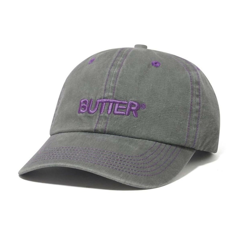 Butter Goods – Rounded Logo 6 Panel Cap Washed Grey