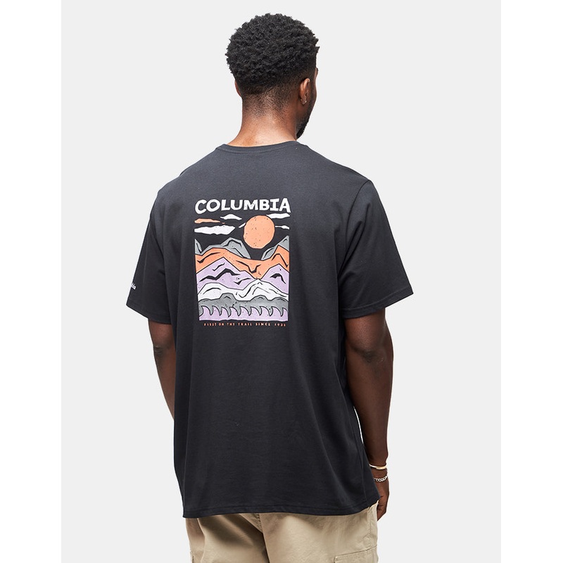 Columbia Explorers Canyon Back SS T-Shirt – Black/Peaks And Waves