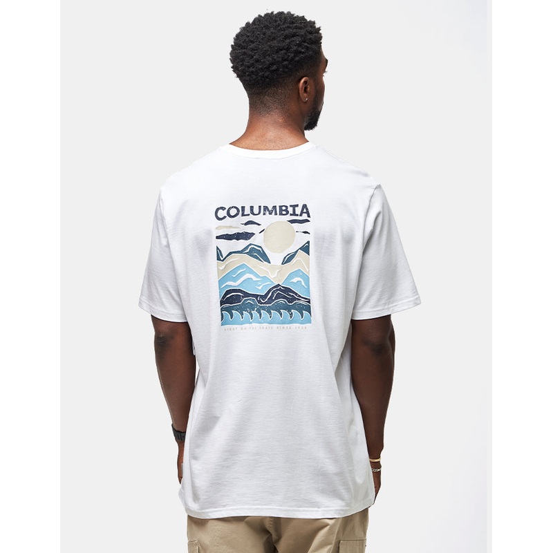 Columbia Explorers Canyon Back SS T-Shirt – White/Peaks And Waves