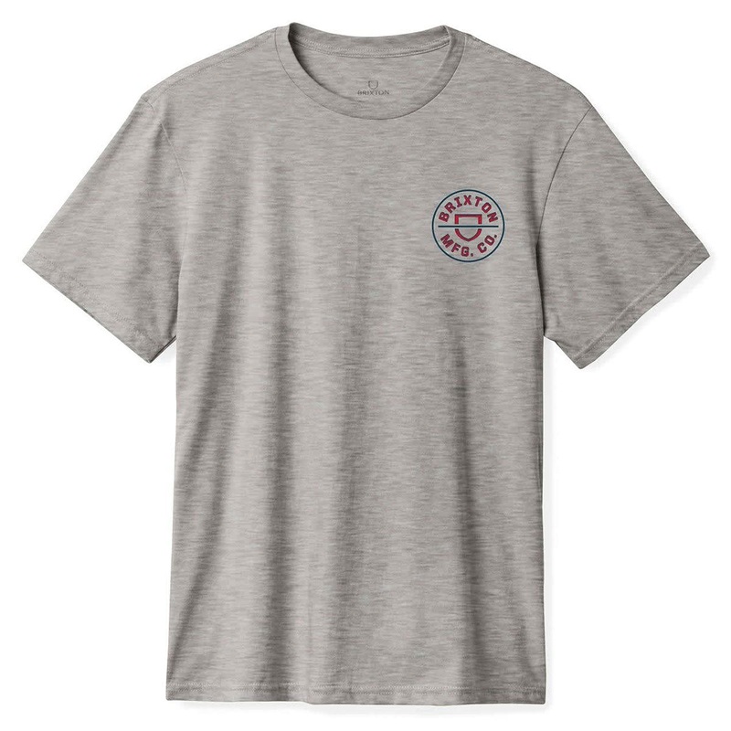 Brixton Crest II T-Shirt – Heather Grey/Navy/Dark Red
 CCS