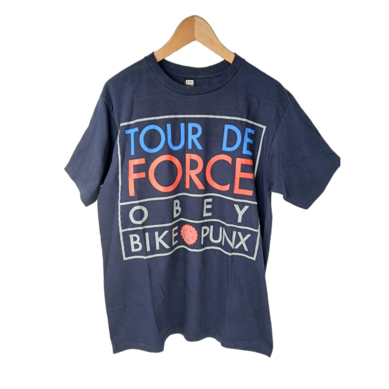 Obey Tour De Force Bike Punx Navy Blue Red Size M S/s Shirt