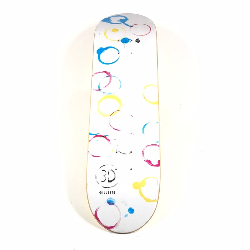 3D Austin Gillette Circles White 8.125 Skateboard deck