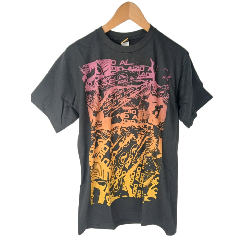 Adio Adio Logos Splattered Black Multi Size M S/s Vintage Shirt