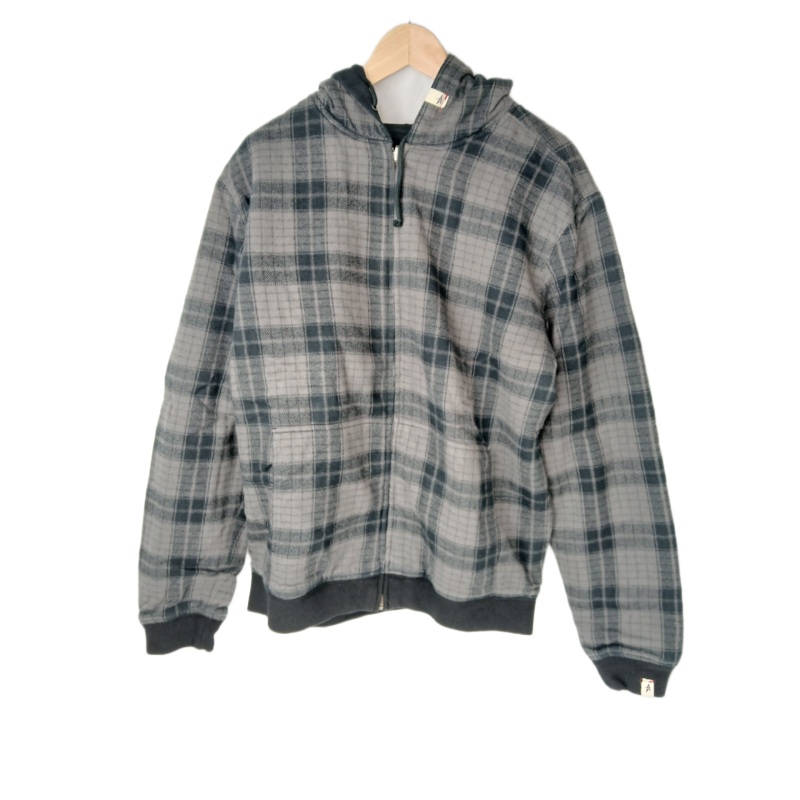 Altamont Black Plaid Grey Size L L/s Vintage Zip Up Hoodie