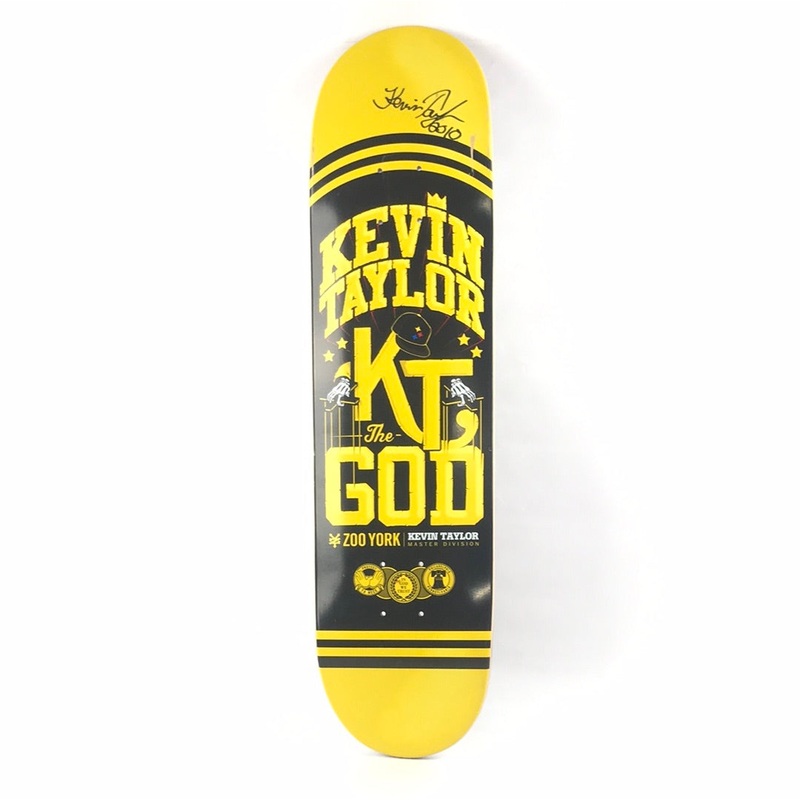 Zoo York Kevin Taylor KT Signed 2010 God Black/Yellow 7.5” Signed Skateboard Deck