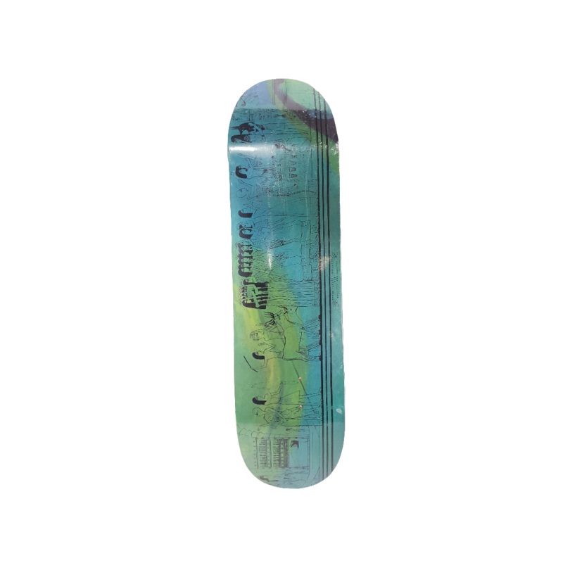 Brujaria Derek Burdette Egyptian Graphic Blue Green Black Size 8.25 Skateboard Deck