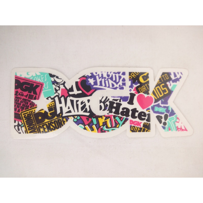 DGK I Heart Haters Mash Up Clear White Multicolor 5 x 2 Sticker