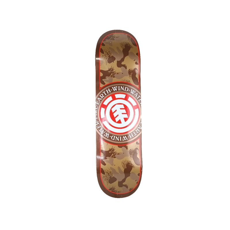Element Earth Wind Water Fire Camo Logo Brown Red White Size 8.5 Skateboard Deck
